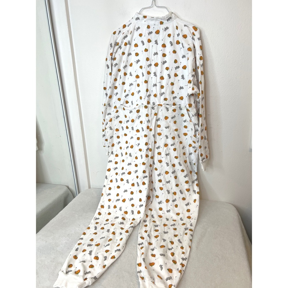 Vintage Nuit Magique Halloween Pumpkin Boo Cotton jumpsuit Pajama XL Bottom flap